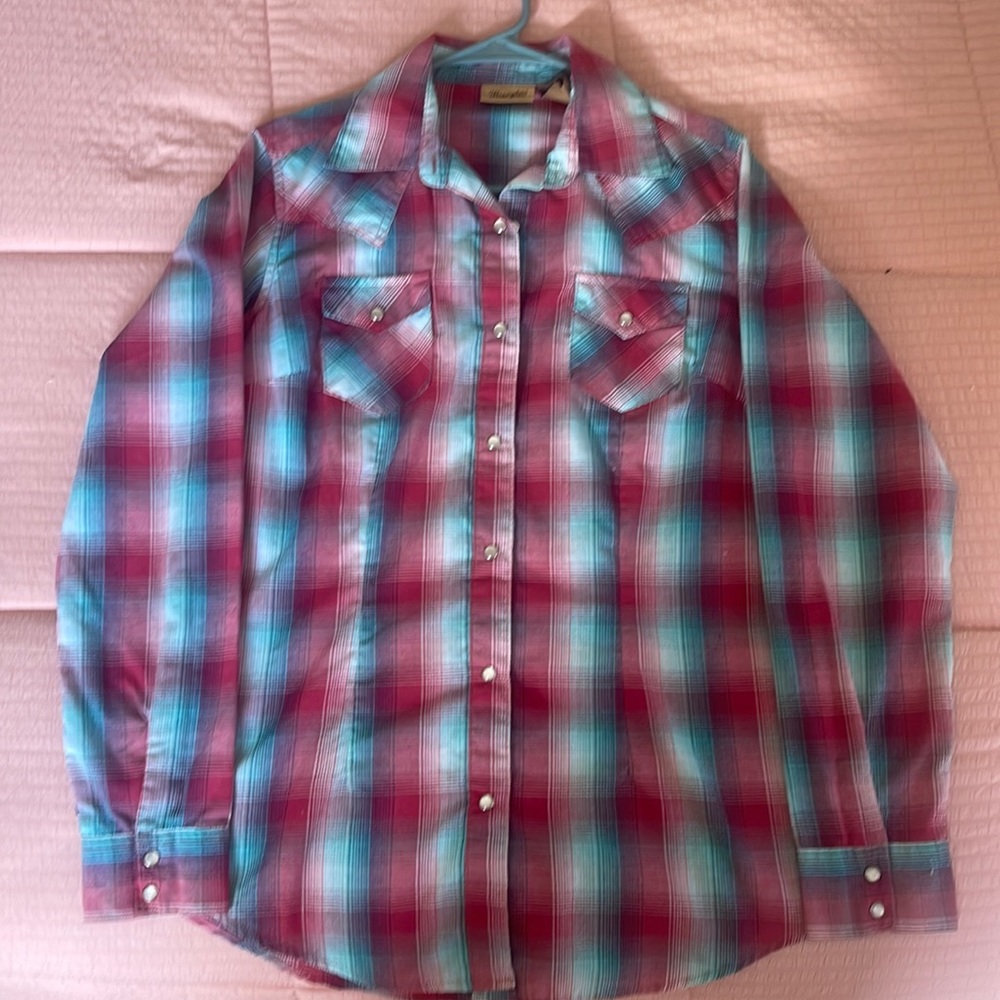 Wrangler Flannel (Red and Blue) size small (Women’s).